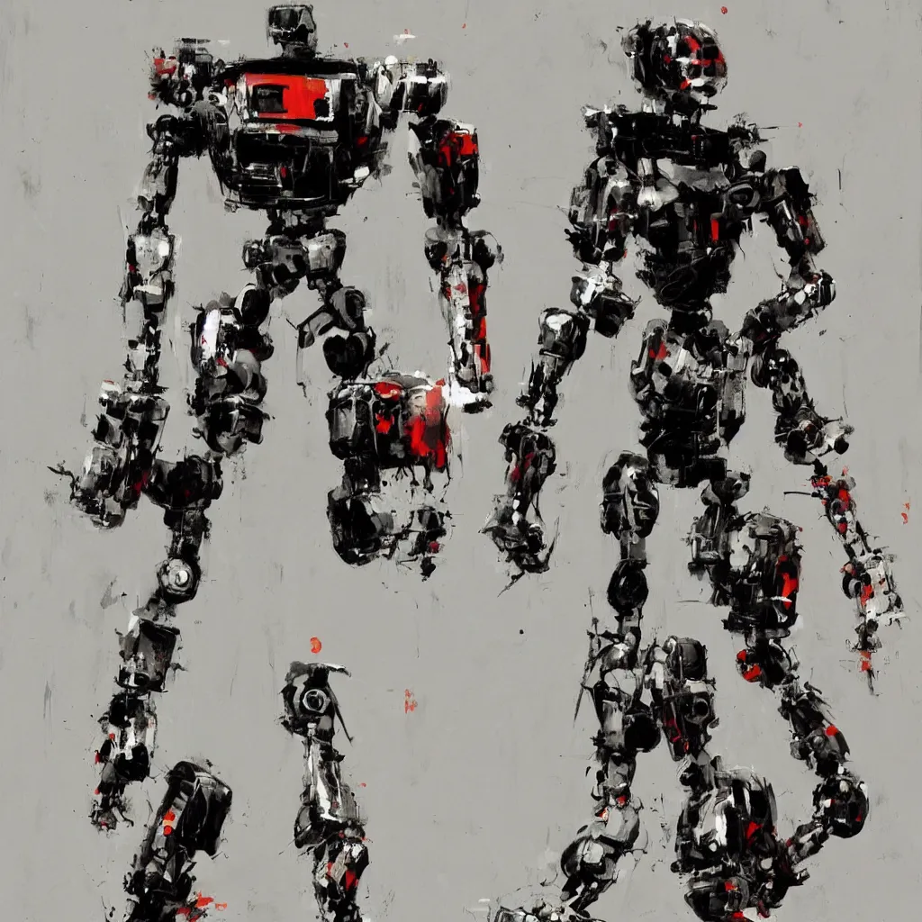 Prompt: a robot painted by ashley wood