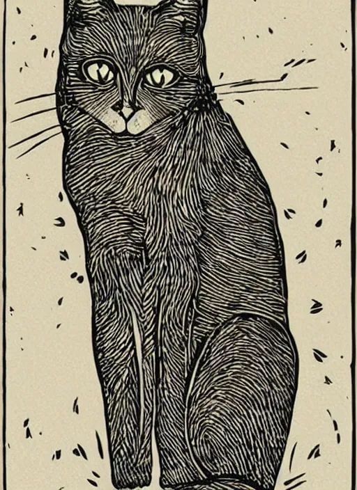 Image similar to cat woodcut print by Samuel Jessurun de Mesquita