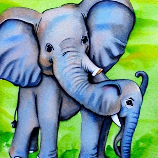 Image similar to cute baby elephant water colour painting