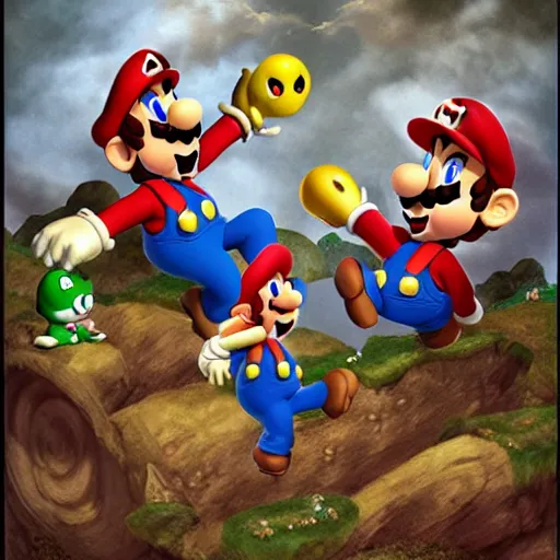 Image similar to super Mario Bros by Salvator Rosa