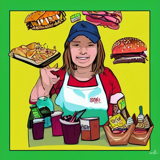 Prompt: Julia from hellthy junk food, digital art