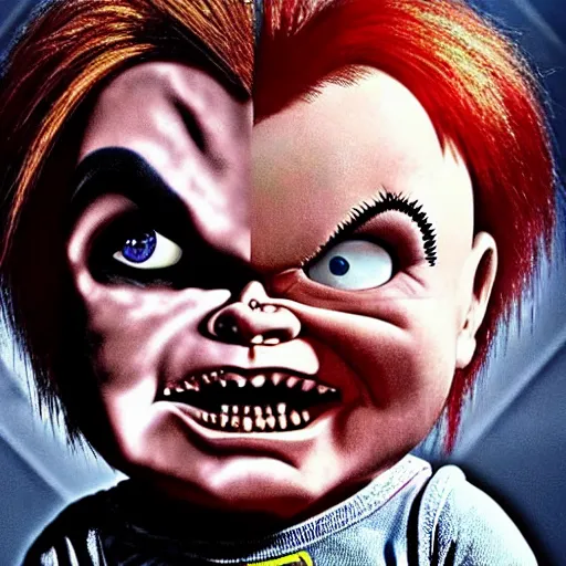 Image similar to Chucky the killer doll from the movie Child's Play VS Chucky epic movie poster