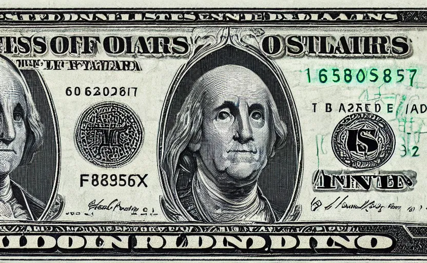 Image similar to rectangular photograph of 6 6 6 dollar u. s. currency note featuring a demonic devil