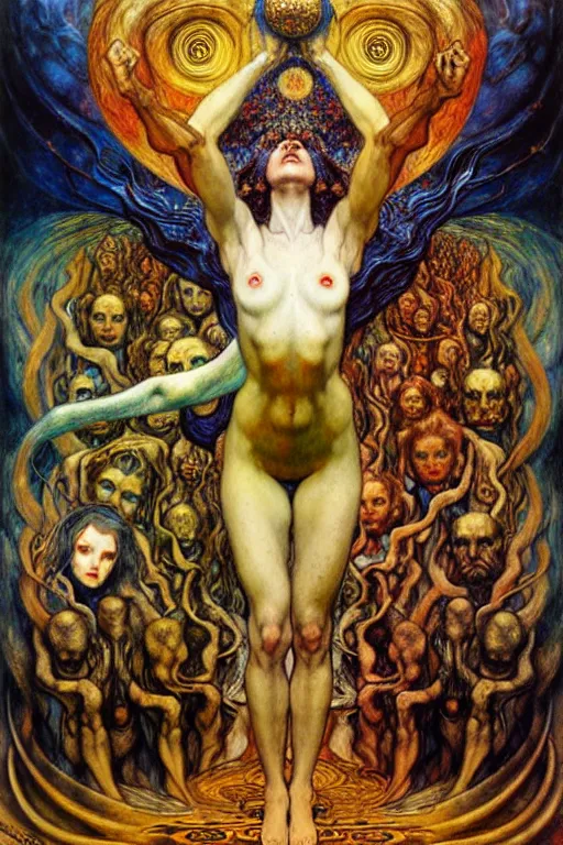 Image similar to Divine Chaos Engine by Karol Bak, Jean Delville, William Blake, Gustav Klimt, and Vincent Van Gogh, symbolist, visionary