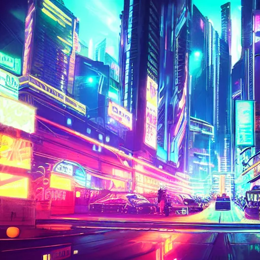 Prompt: Cyberpunk city, vibrant lights