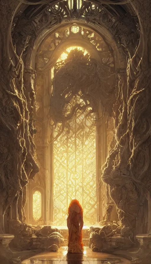 Prompt: gates to hell, fibonacci, sweat drops, insane, intricate, highly detailed, digital painting, artstation, concept art, smooth, sharp focus, illustration, Unreal Engine 5, 8K, art by artgerm and greg rutkowski and alphonse mucha