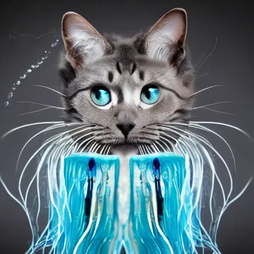 Image similar to a jellyfish - cat - hybrid, animal photography