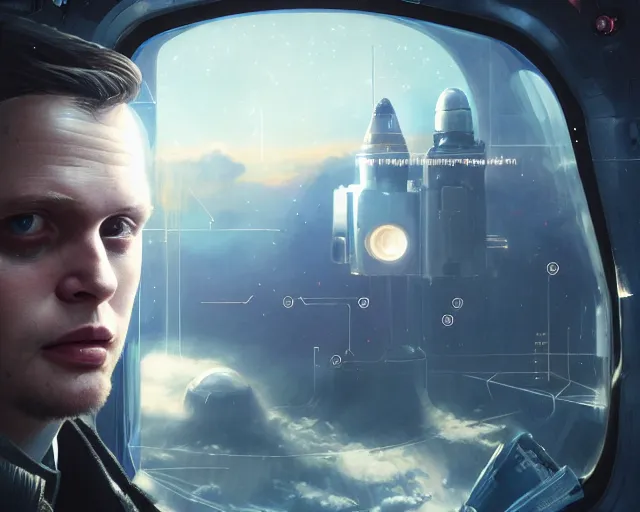 Prompt: highly detailed portrait of michael pitt as an android in a space shuttle, in detroit : become human, stephen bliss, unreal engine, fantasy art by greg rutkowski, loish, rhads, ferdinand knab, makoto shinkai and lois van baarle, ilya kuvshinov, rossdraws, tom bagshaw, global illumination, radiant light, detailed and intricate environment