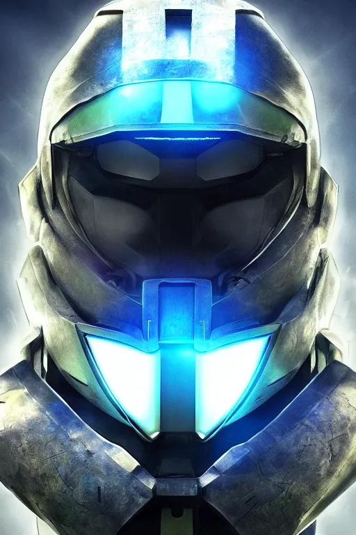 Image similar to robot ninja mask helmet halo master chief radiating a glowing aura global illumination ray tracing hdr fanart arstation by ian pesty and katarzyna da „ bek - chmiel