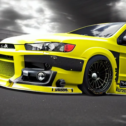 Image similar to mitsubishi lancer evo x, khyzyl saleem, sci - fi, 4 k, high detail