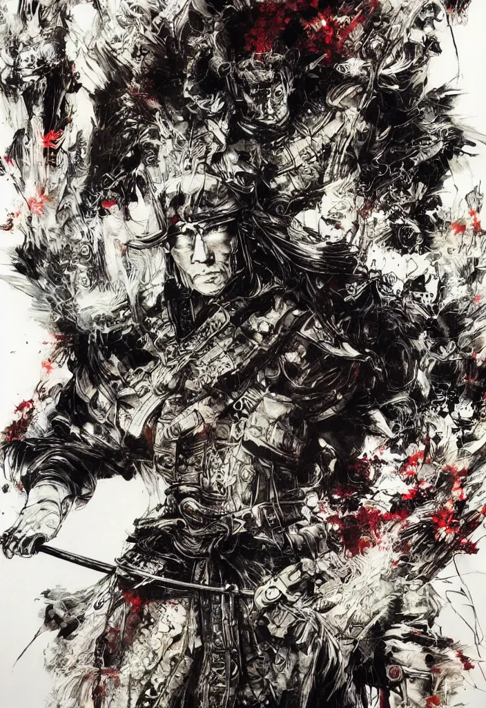 Image similar to heavenly lone samurai, painting, by greg ruthowski, yoshikata amano, yoji shinkawa, alphonse murac, collaborative artwork, beautifully drawn, heavily detailed