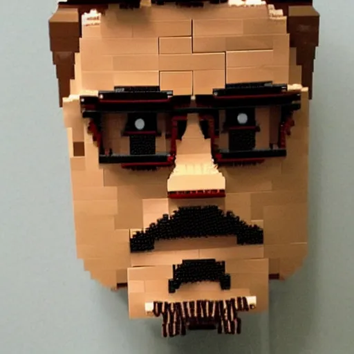 Image similar to robert downey jr made out of lego,