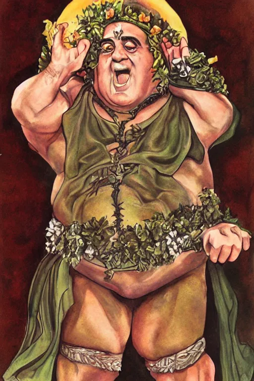 Image similar to danny devito as dionysus by josh kirby