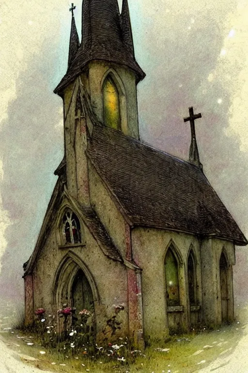 Prompt: (((((1950s fairy tale church . muted colors.))))) by Jean-Baptiste Monge !!!!!!!!!!!!!!!!!!!!!!!!!!!