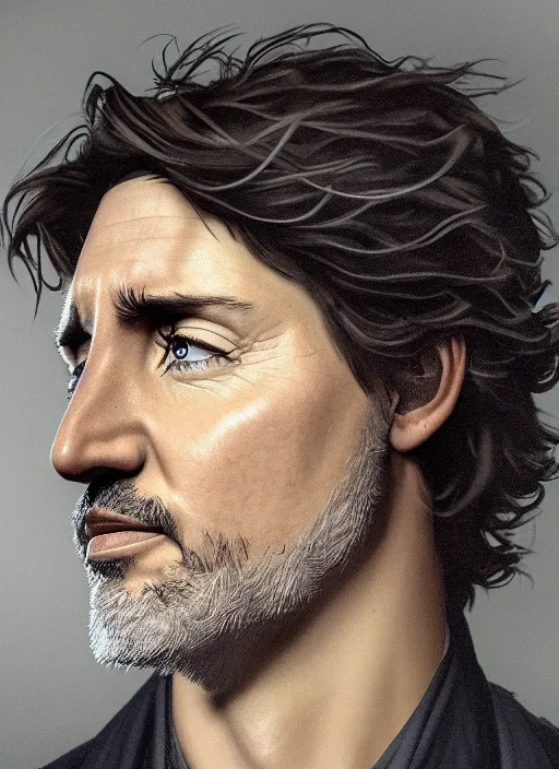 Image similar to a profile portrait of justin trudeau with translucent skin, visible cranial cavity with cobwebs, dust and rats, beautiful detailed intricate insanely detailed octane render, 8 k artistic photography, photorealistic, chiaroscuro, by david cronenberg, raphael, caravaggio