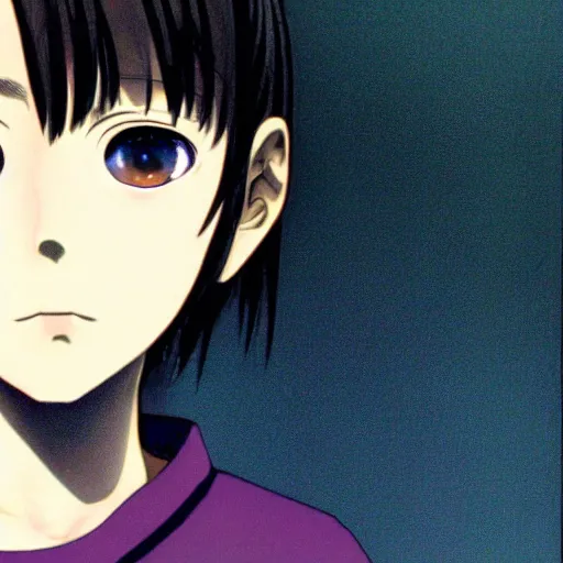 Image similar to a portrait of Lain from serial experiments: Lain Shinji Aramaki