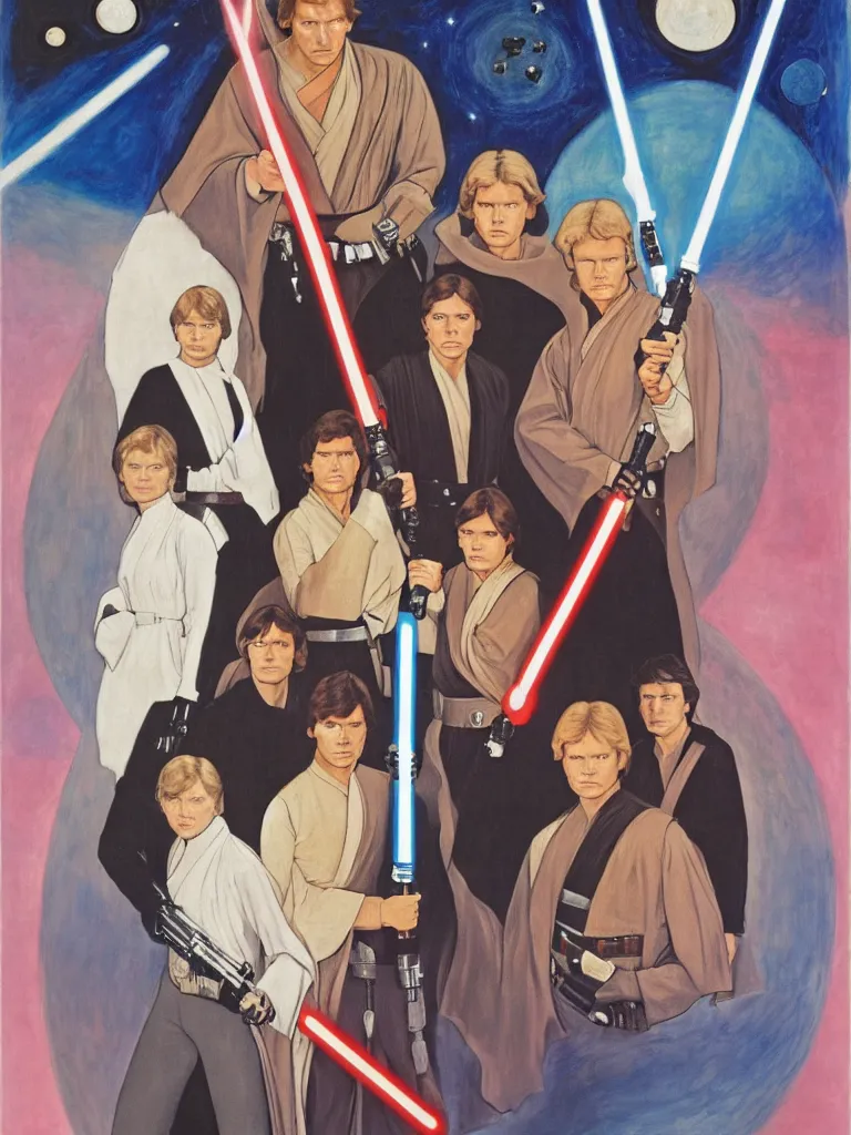 Prompt: Star Wars A New Hope movie poster in the style of Hilma af Klint