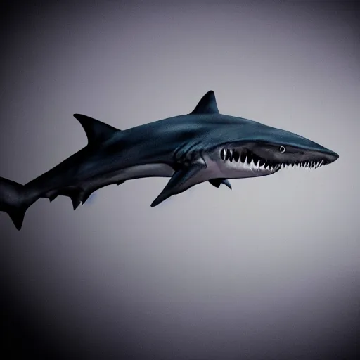 Prompt: black mutant alien shark shark in the sky, smoke, hell, darkness, ultrarrealistic, trending in arstating, sharp, detailed, intricate, cinematic, 1 6 k