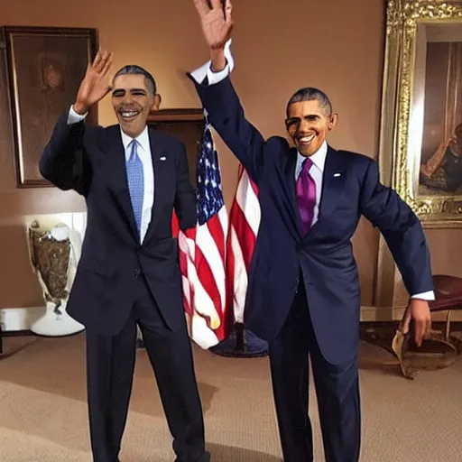 Prompt: Big Chungus and obama after doing a fusion dance, photo, realistic