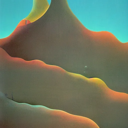 Image similar to abstract inscape by Roger Dean gorgeous detailed matte painting, muted pastel colors