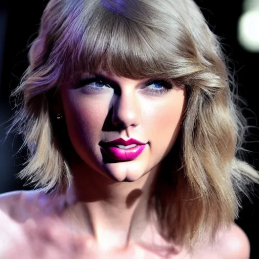 Image similar to taylor swift made of purple skin