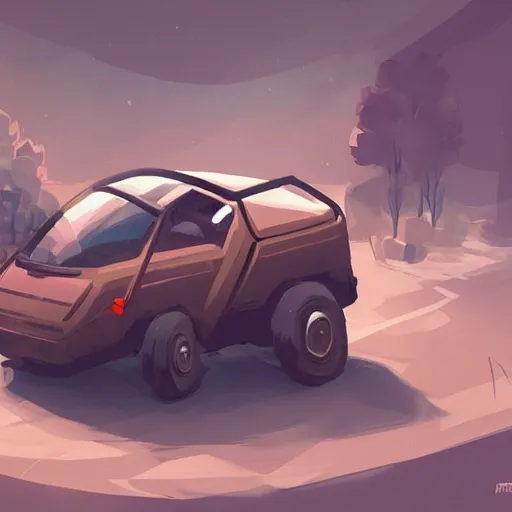 Prompt: 2d concept art of small vehicle by Dawid Michalczyk