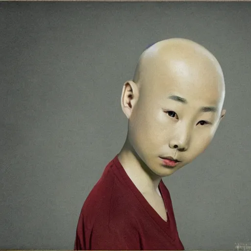 Image similar to bald chinese boy surrealism art