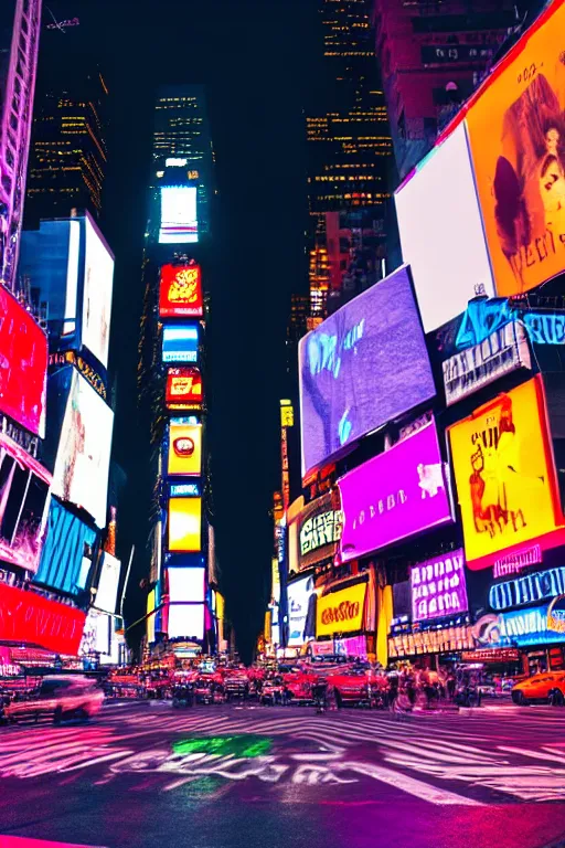 Image similar to neon streets of new york timesquare, 4 k, award winning photo