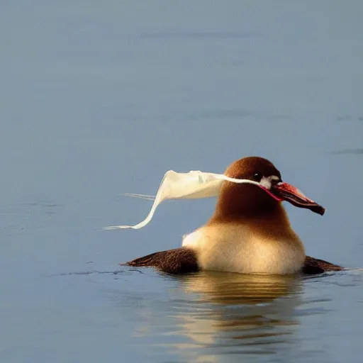 Prompt: a peking duck saying no digital image,