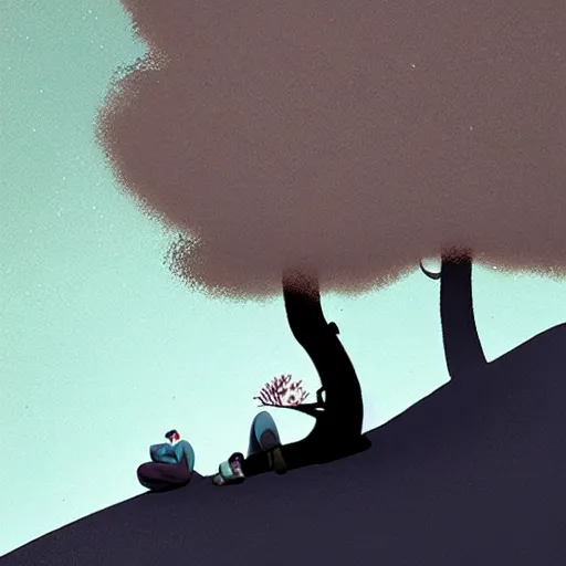 Image similar to Man sleeping under a sakura tree during a full moon by goro fujita, digital art