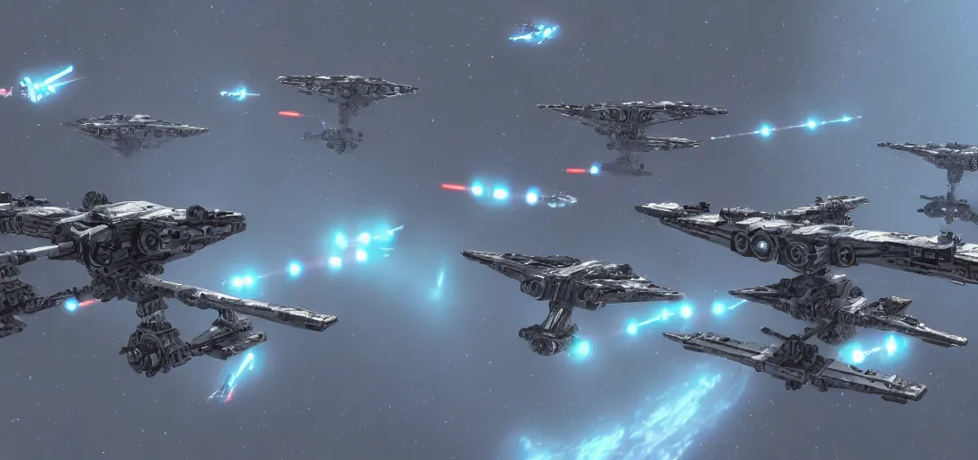 Image similar to Tie Fighters in the style of Star Wars: The Clone Wars, very detailed, 4K