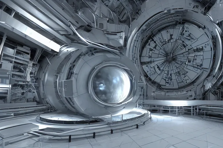 Prompt: hadron antimatter vacuum reactor. cern accelerator. high tech space age antimatter nacelle. photorealistic. 4 k. god rays. highly detailed. vray rendering. unreal engine.