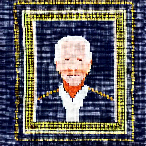 Image similar to A beadwork portrait of Joe Biden