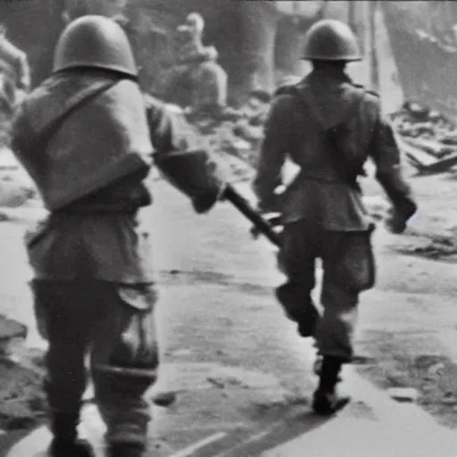 Prompt: pokemon fighting at world war 2, wartime footage, world war, award winning photography