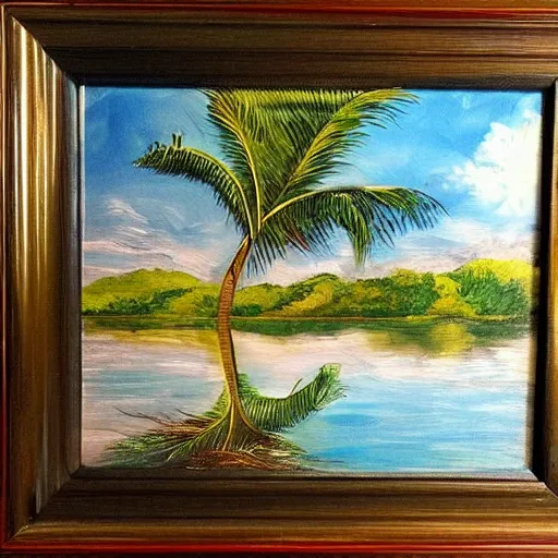 Image similar to framed painting of a beautiful tropical landscape