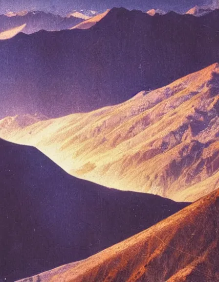 Prompt: vintage color photo of mysterious light being floating over Cordillera De Los Andes, 8k definition