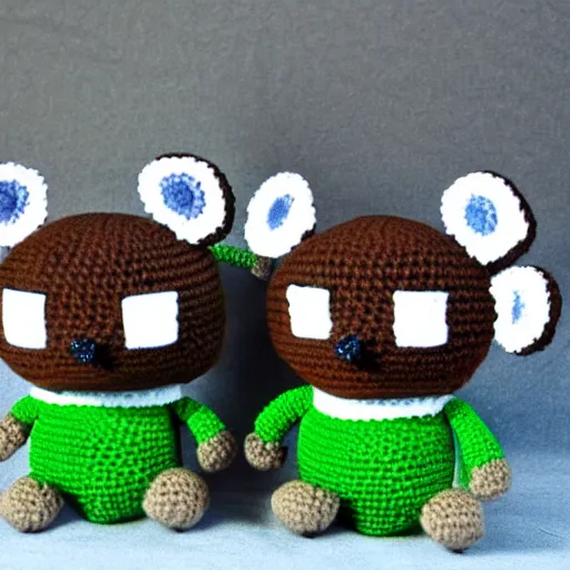 Prompt: crocheted tom nook, high quality