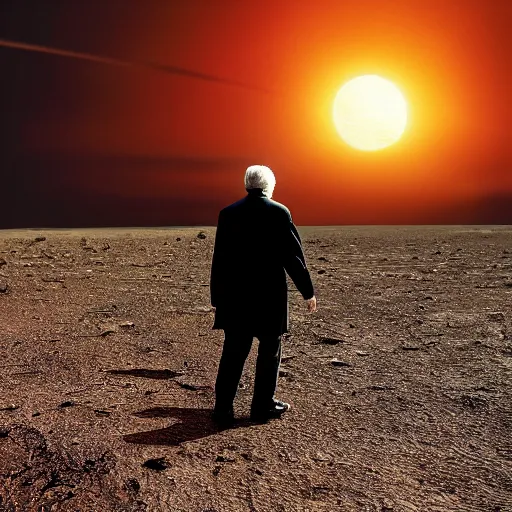 Image similar to david attenborough walking on the surface of the sun