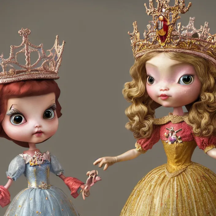 Prompt: highly detailed closeup, profile portrait of a tin toy fairytale princess wearing a crown, unreal engine, nicoletta ceccoli, mark ryden, earl norem, lostfish, global illumination, detailed and intricate environment