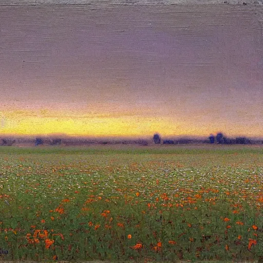 Image similar to morning, flowers field, sunrise by Birge Harrison