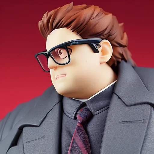 Prompt: Jonah Hill as a Figma anime figurine. Posable PVC action figurine. Detailed artbreeder face. Full body 12-inch Figma anime statue.