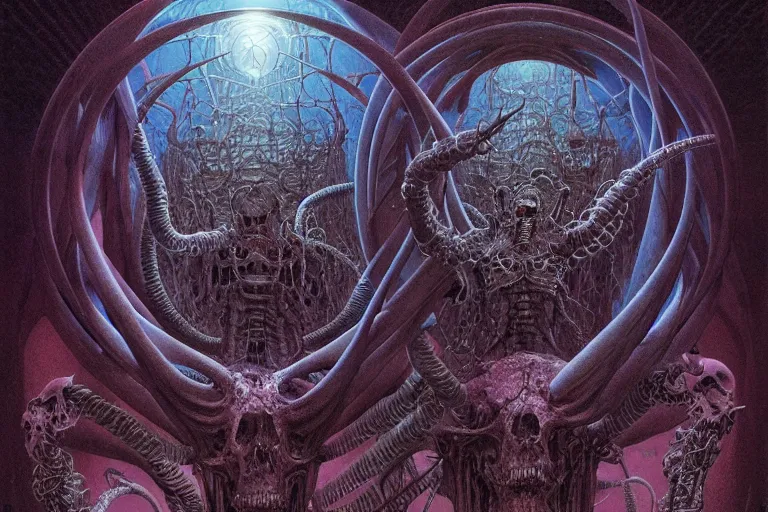 Image similar to that is not dead which can eternal lie and with strange aeons even death may die, intricate, ultra high definition, ultra detailed, symmetry, sci - fi, dark fantasy, by wayne barlowe