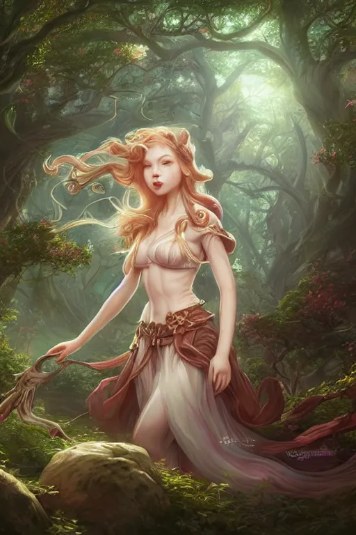 Image similar to women woshiping god in dreamy forest, fantasy, 8 k resolution, hyper detailed, d & d, character design, digital painting, trending on artstation, sharp focus, illustration, art by artgerm, steve zheng, fuji choko, viktoria gavrilenko, hoang lap