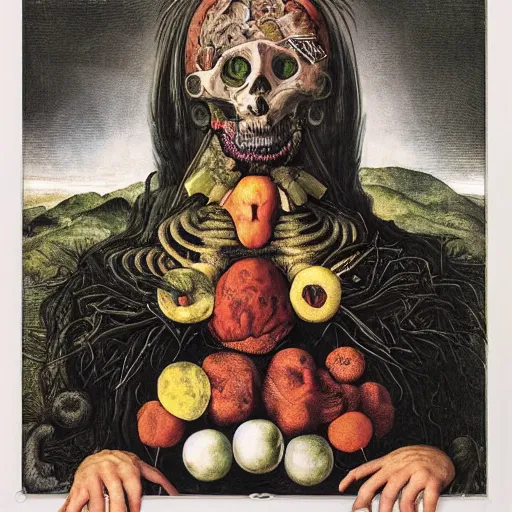 Image similar to post - album cover, asymmetrical design, off white frame around, new age, apocalypse, psychedelic, black white pink, magic, giger h. r., giuseppe arcimboldo