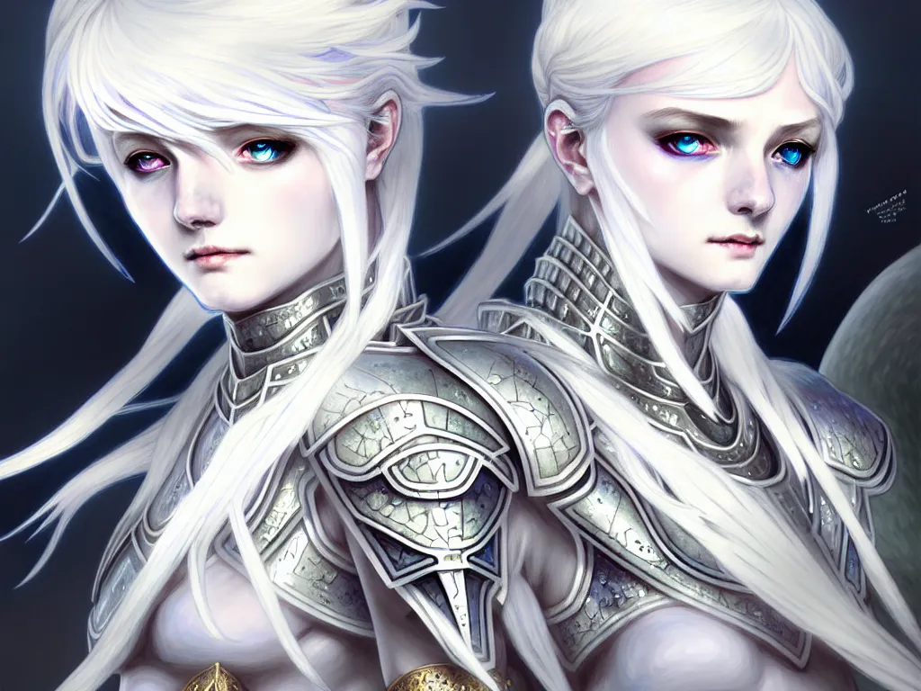 Image similar to portrait white hair knights of zodiac girl, matt white ice color armor, in ruined agora of athens sunrise, ssci - fi and fantasy, intricate and very beautiful and elegant, highly detailed, digital painting, artstation, concept art, smooth and sharp focus, illustration, art by ayanamikodon and tian zi and alphonse mucha and wlop