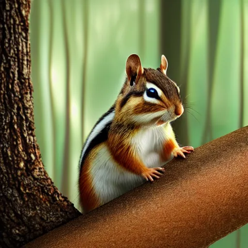 Prompt: a high quality photo of a chipmunk as body builder, foggy forrest backdrop, render, ultra realistic, epic lighting, cgsociety