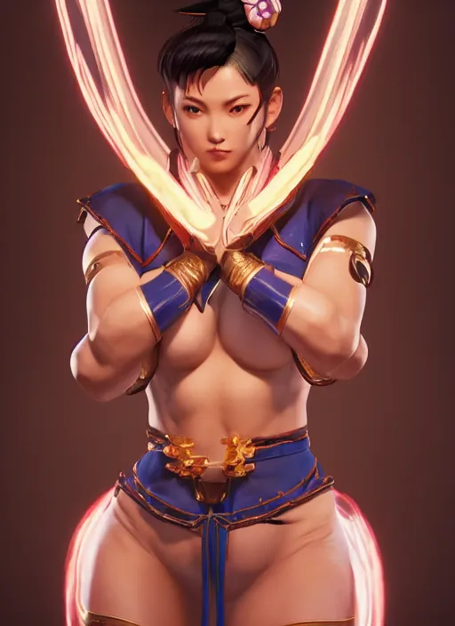 Prompt: chun li from the street fighter game series, au naturel, hyper detailed, digital art, trending in artstation, cinematic lighting, studio quality, smooth render, unreal engine 5 rendered, octane rendered, art style by klimt and nixeu and ian sprigger and wlop and krenz cushart