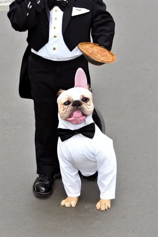 Prompt: a dog dressed as a waiter