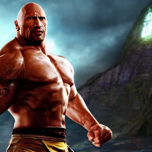 Prompt: dwayne johnson as tekken character