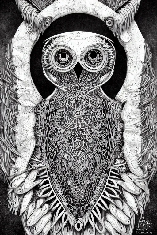 Prompt: a bone owl, symmetrical, highly detailed, digital art, sharp focus, trending on art station